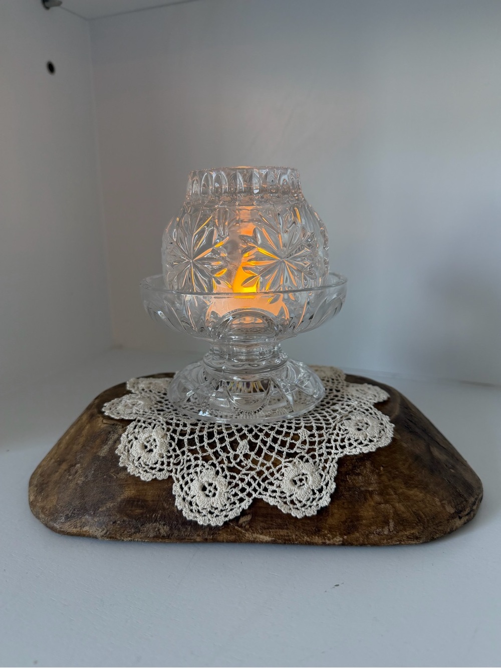 PartyLite Clear Cut-Pattern Glass “Fairy Lamp” Votive Holder